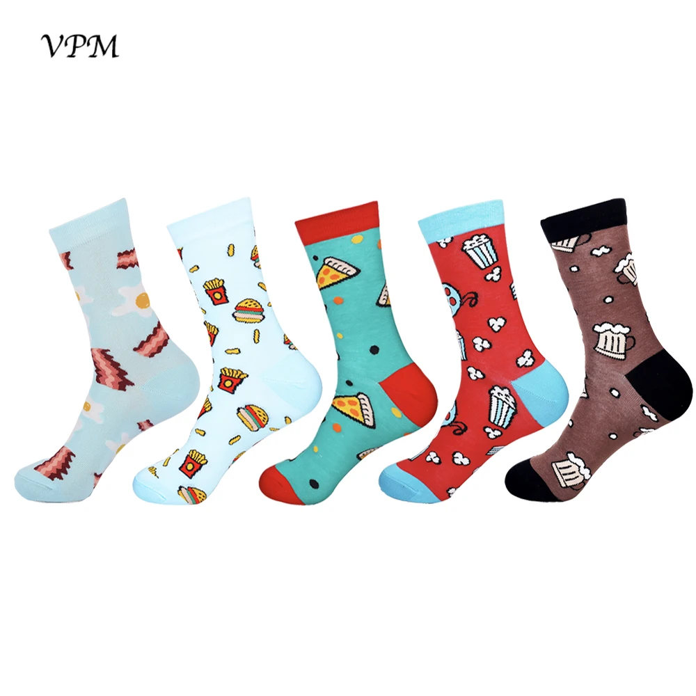 VPM 21 стиль красочные чёсаный хлопок Брендовые мужские носки под горло платье деловые носки хараюку лучший подарок 5 пар/лот - Цвет: NS113