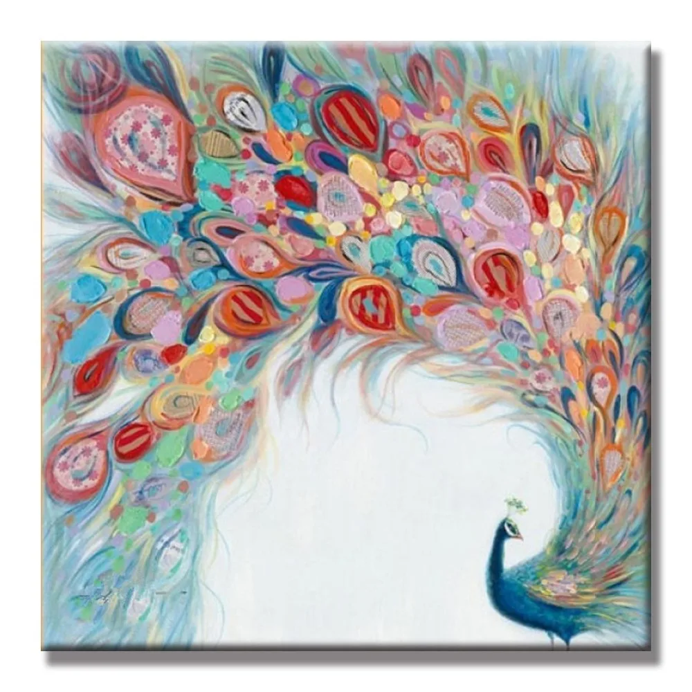 Hot Sale Peacock Oil Paintings 100% Hand Painted Canvas Art Pictures For Home Living Room Wall ...