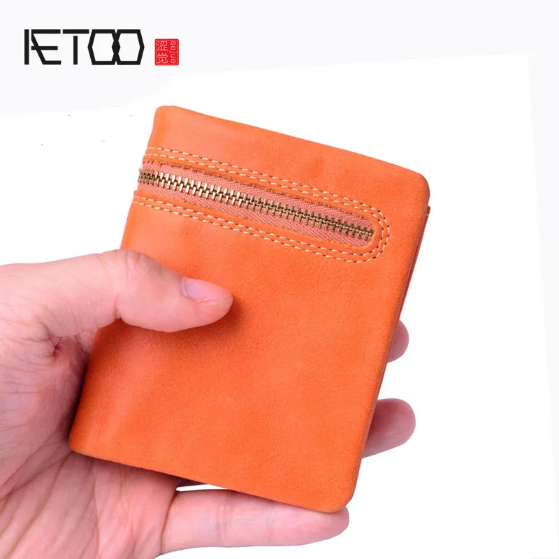 Женский кошелек AETOO кожаный на молнии простой короткий|leather zipper wallet|zipper walletwallet |