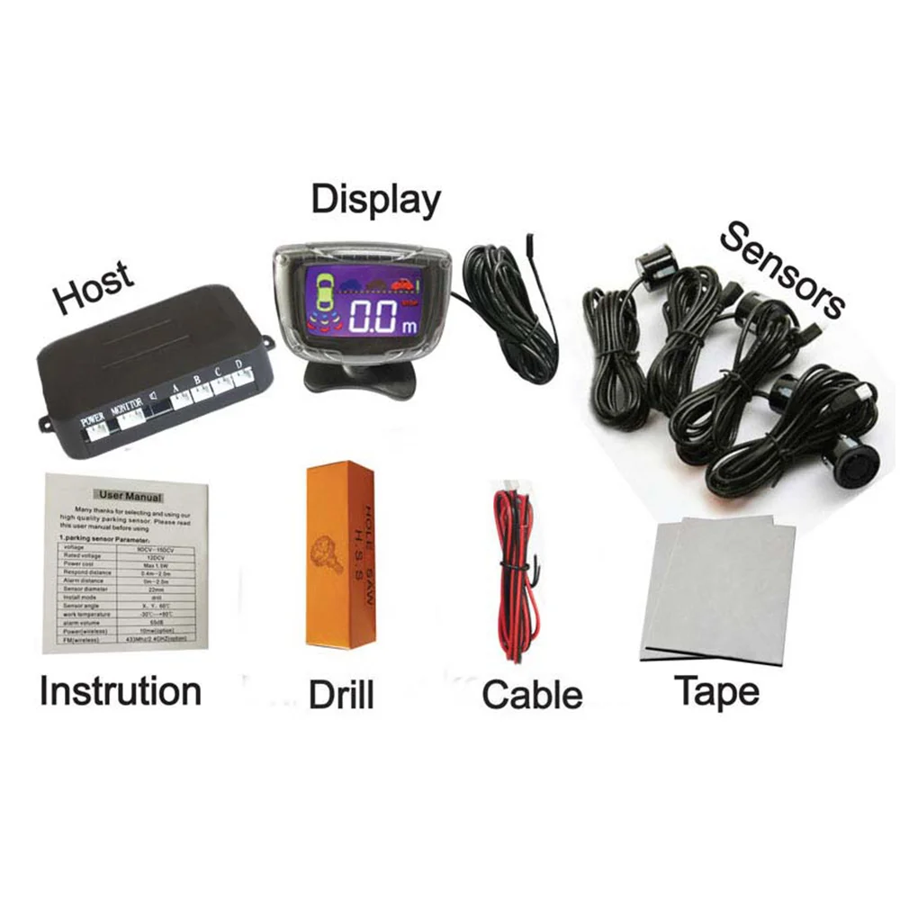 2018 Eunavi Car Parking Sensor Reverse Backup Radar Lcd Display 12v 4 Sensors 22mm Buzzer Auto Detector System Kit For All Cars