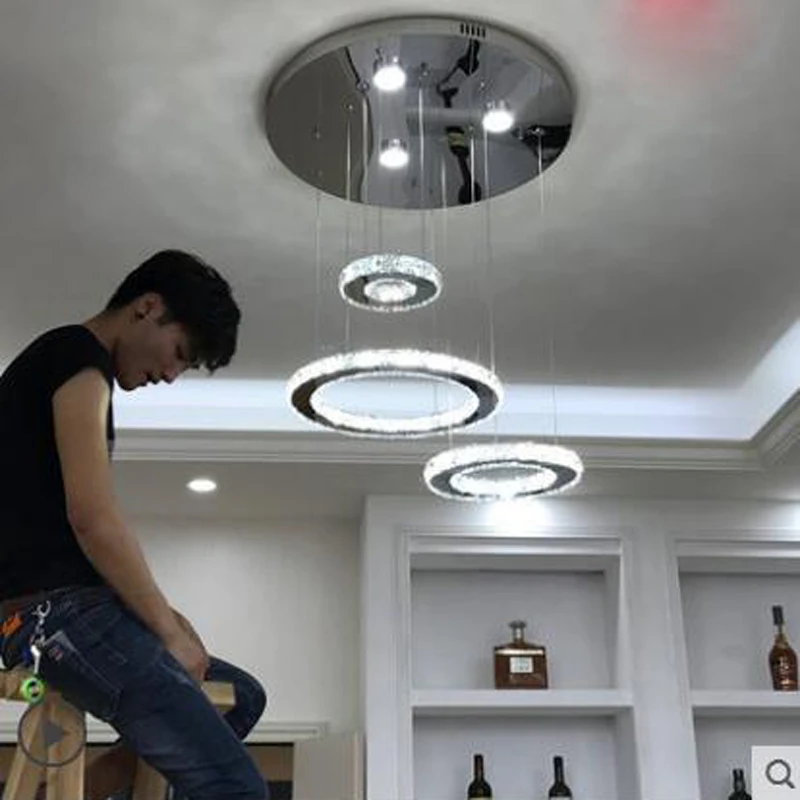 

Restaurant chandelier creative personality three led crystal chandelier living room lamp atmosphere modern minimalist dining led