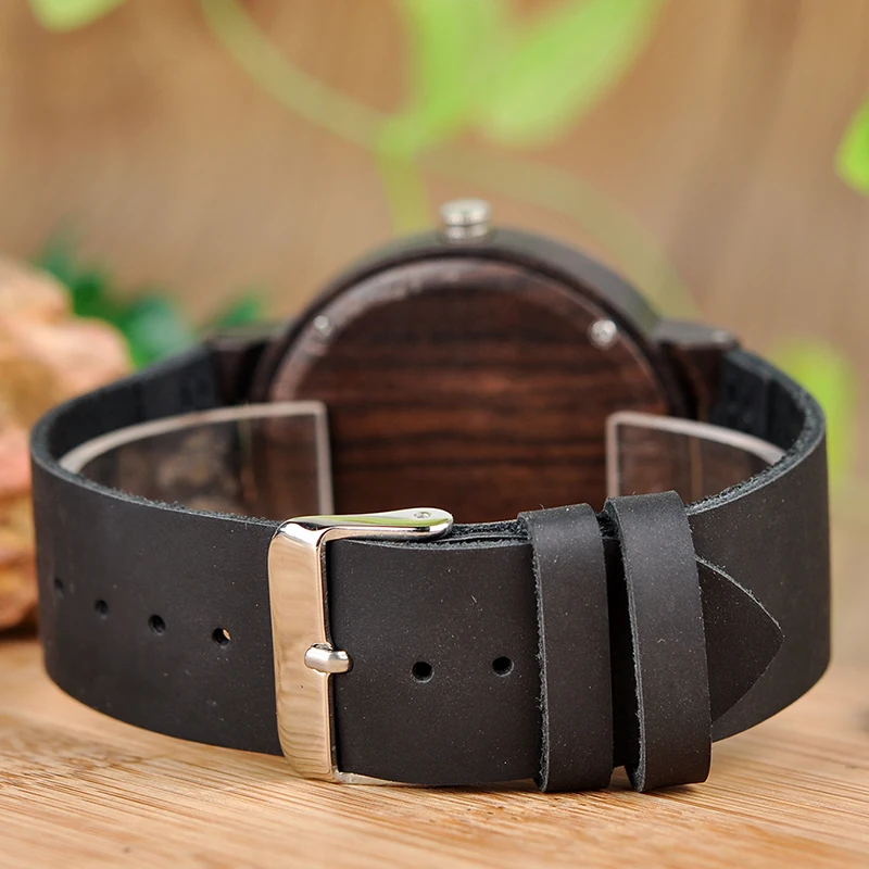 BOBO BIRD Men Ebony Wood Watches Bamboo Quartz Watch Male Brand Luxury WristWatch in Gift Box