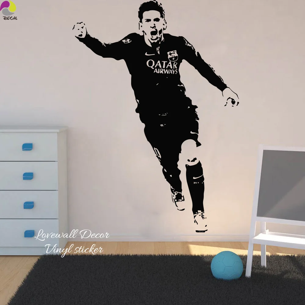 ليونيل ميسي برشلونة لاعب الجدار ملصق غرفة نوم الأولاد الأرجنتين لكرة القدم الرياضة رياضي الجدار شارات الفينيل ديكور