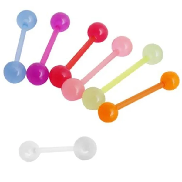 7pcs/set New Fashion Acrylic Tongue Nipple Bar Ring Barbell Piercing Random Color C145in Body