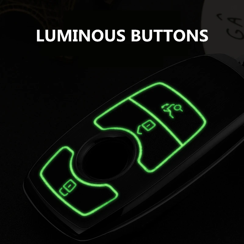 Luminous Car Key Fob Case Protective Cover Black For Mercedes-Benz W177 W205 W213 W222 A205 A217 A238 S205 S213 C205 C217 C238