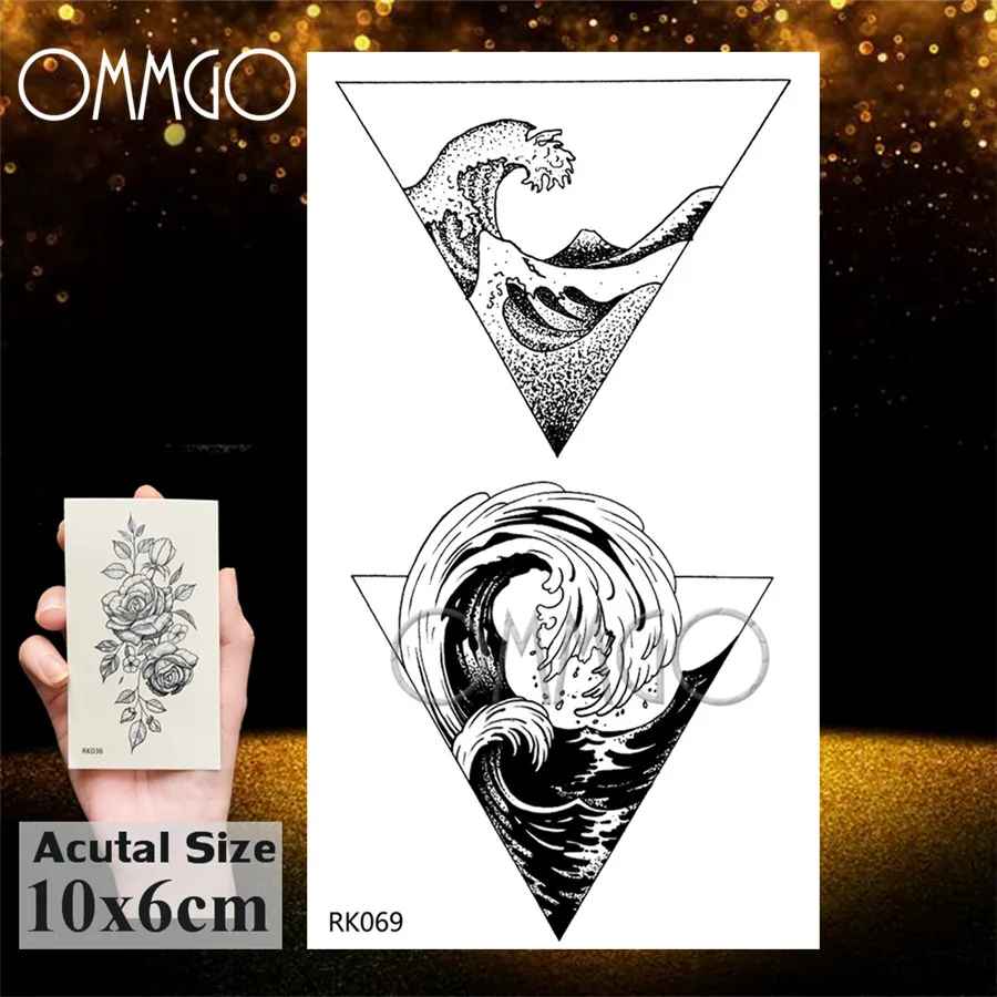 OMMGO Bulb Glass Mountain Pine Tree Временные татуировки наклейка треугольной волны
