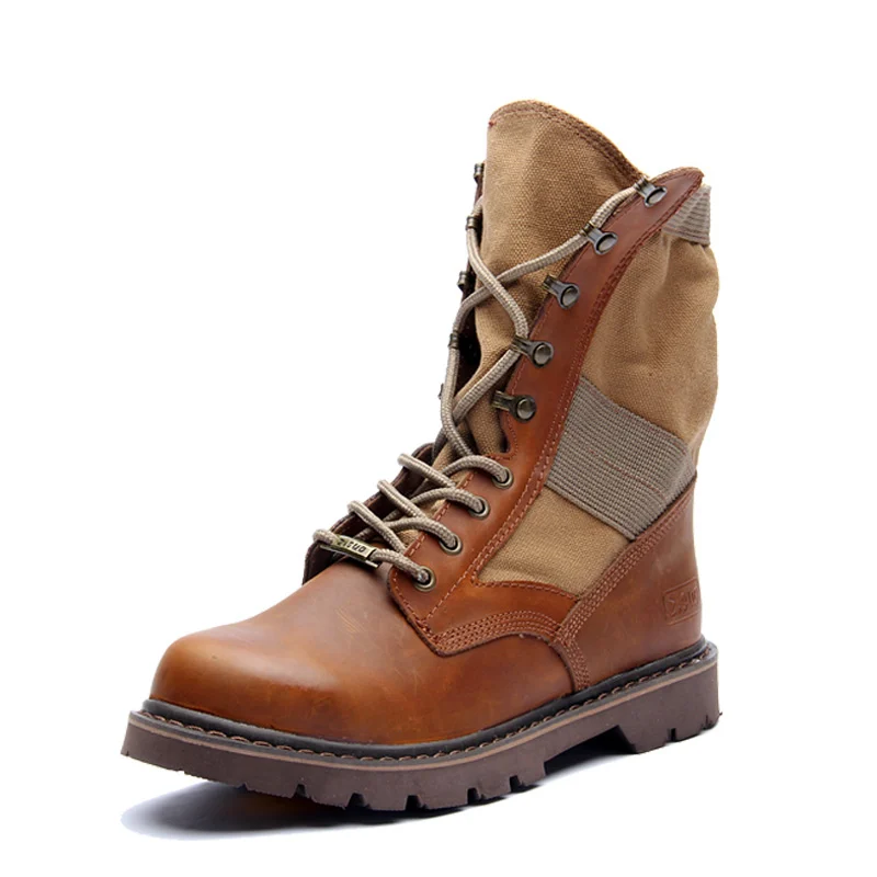 

US 6-12 New Trendy Genuine Leather Lace Up Combat Military Mid-calf Boots Mens Desert Army Shoes
