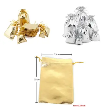 

100pcs/lot Silver Color Gold Color Metallic Foil Organza Pouches Christmas Wedding Party Favour Gifts Candy Bags