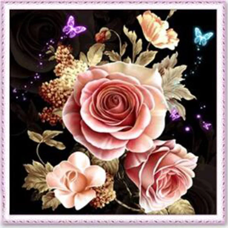 DIY 5D алмазная живопись крест с цветами розы Вышивка мозаика Алмазная вышивка рукоделие узор Стразы Картины домашний декор