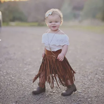 Toddler Baby Girls Tassel Skirts Kids Long Length Party Pageant Skirt Clothes 2