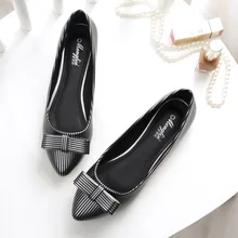 Полосатый женские мокасины лук-узел балетки случайный надеть туфли женские туфли для работы горячий модные туфли на плоской подошве sapato feminino размер 34–45