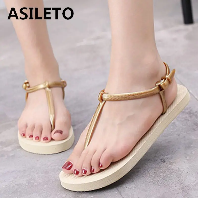 

ASILETO 2019 Women Sandals Summer New EVA Casual Soft Slip On Beach Jelly Shoes Woman Flat Sandals flip flops sandalia gladiator