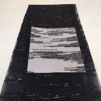 

New Black French Tulle Lace High Quality French Net With Sequins Lace Nigerian Mesh Embroidery African Lace Fabrics 5Yards A1917