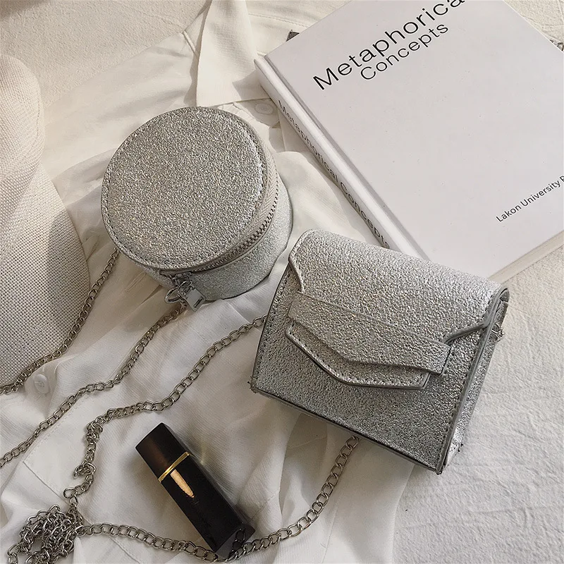 FEMALEE INS حار بو التمساح مصغرة مخلب النساء لطيف صغيرة Crossbody أكياس مربع دائرة الإناث سلاسل الأزياء حزب حقائب كتف