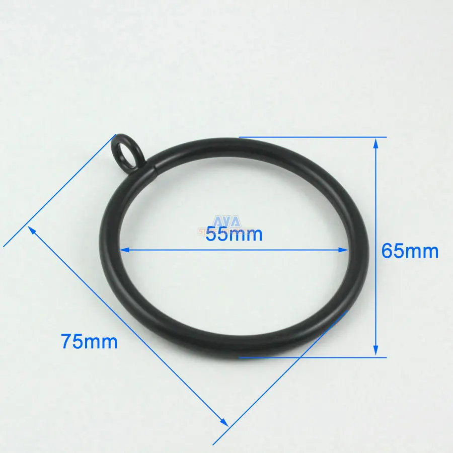 10 Pieces 55mm Black Curtain Rings Curtain Sliding Hook Rings