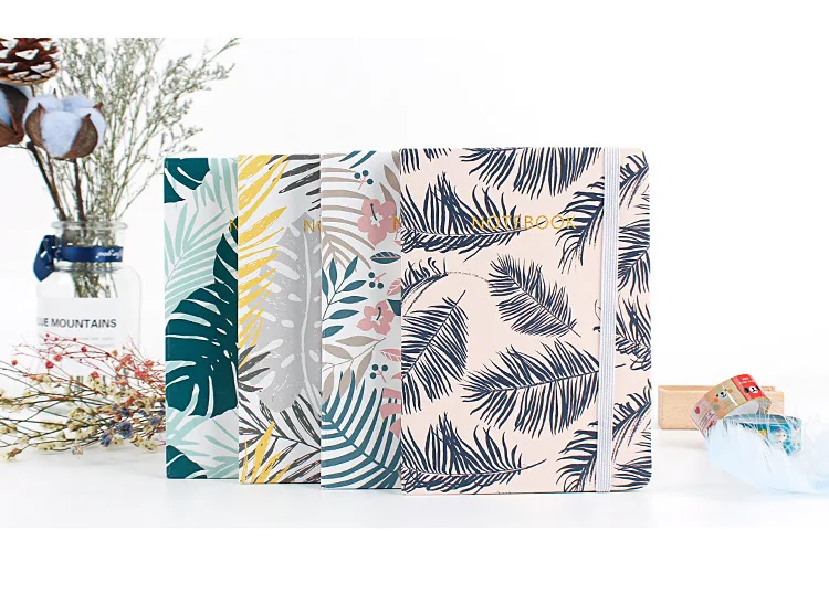 A7 Plam Hardcover Ruled Notebook Forest Leaves Art Bullet Journal Notebook Stationery Creative SketchBook Bujo Stationery