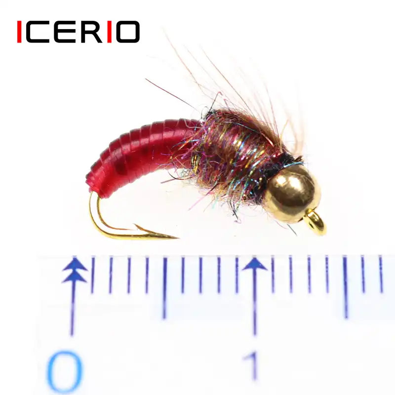 Icerio 6PCS réaliste nymph scud mouche pour truite pêche fly tying artificielle L...