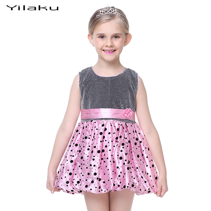 

Summer Girls Sequin Princess Dress Children Casual Sundresses Kids Sleeveless Polka Dot Dress Girl Tutu Party Dress CA305