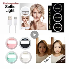 USB селфи кольцо свет USB перезаряжаемая портативная вспышка Led для телефона камера видео клип универсальный 3 уровня селфи кольцо свет