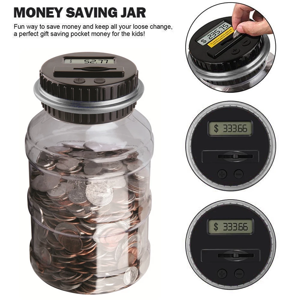 

car Storage Creative Large Digital Coin Counting Money Saving Box Jar Bag storage Accessories Jar Bank Coins Saving Gift US EURO