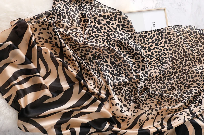 Милый животный узор зебры леопарда шелковый шарф леди высокого качества печати шали и палантины пашминовый палантин хиджаб снуд 180*90 см