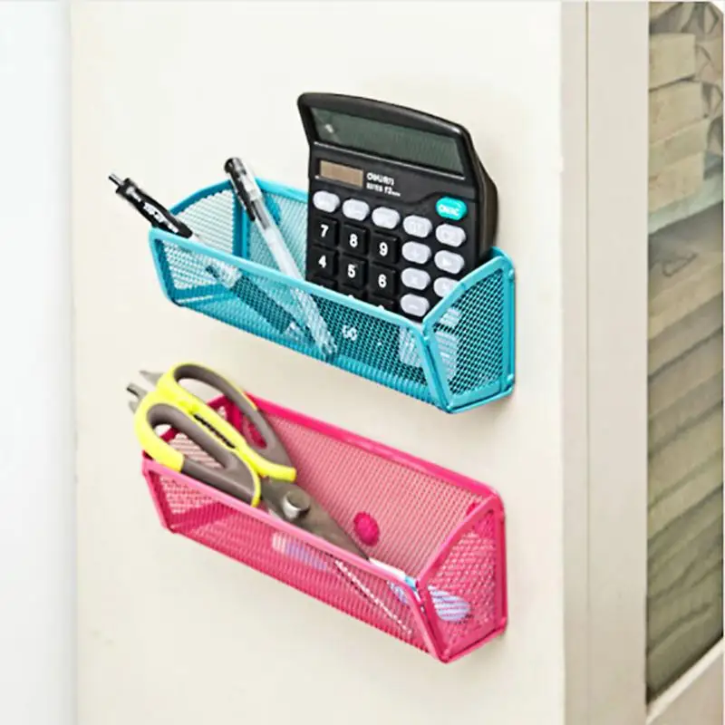 

Multifunction Magnet Hollow Storage Holder Metal Mesh Desktop Adsorbing Pen Pencil Box Basket Hanger Office School Wall Supplies