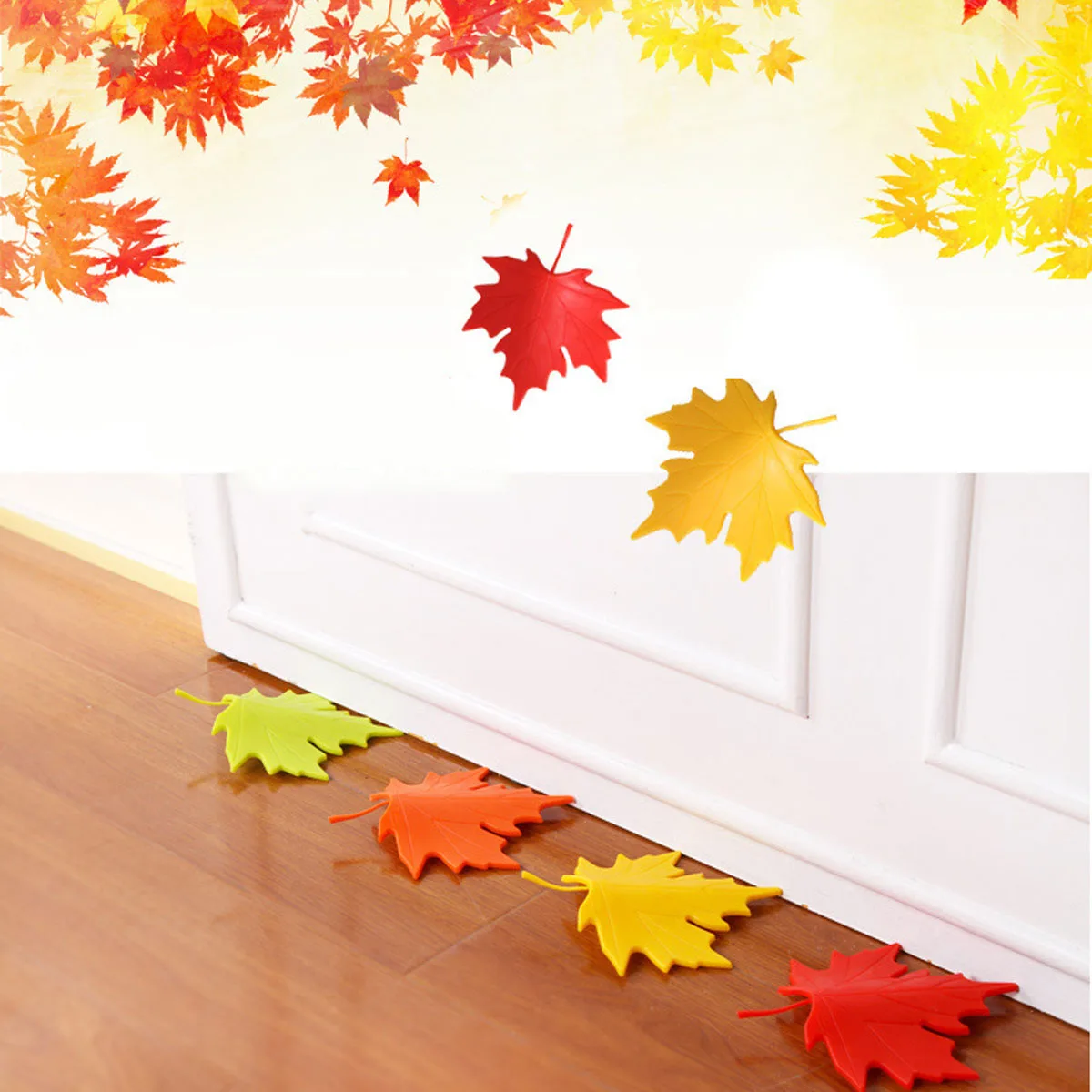 

1pc Door Stopper Wedge Maple Leaf Baby Fingers Protector Door Stops Bumper Holder