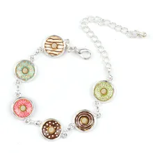 Взаимозаменяемые винтажные пончики металлические 6 Стеклянные Кабошоны Пустые Настройки Браслеты Колье DIY персонализированные Ювелирные изделия Поиск