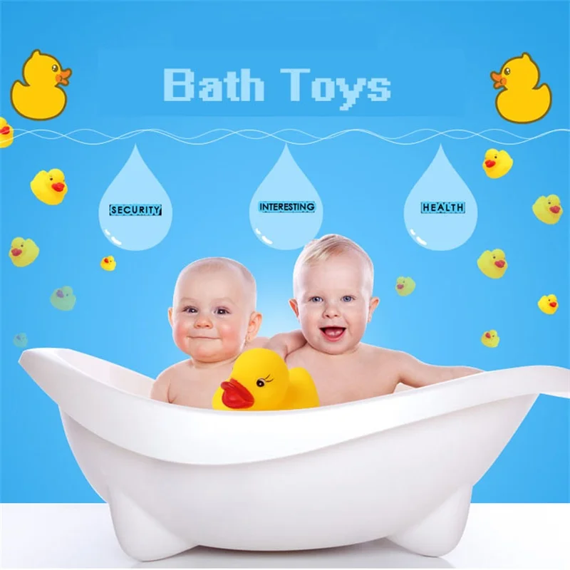 Rubber Duck Swimming Bath Toys Squeeze-sounding Infant Gift Baby Kids Water Toy 4 pcs/set