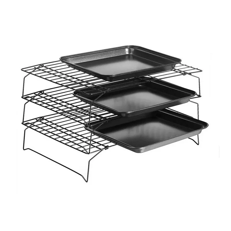 

3 Tier Baking Cooling Rack Nonstick Stackable Grid Cooking Cake Pies Bakery Oven