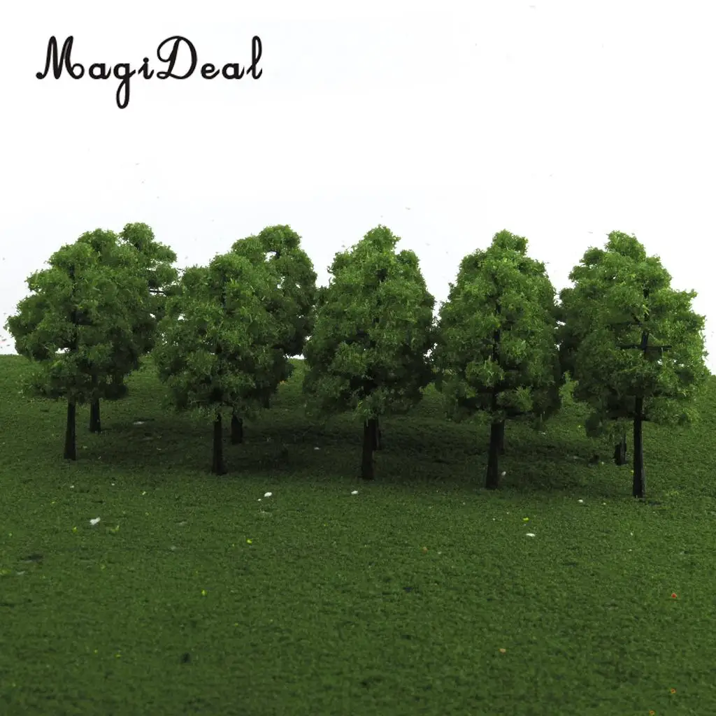 20Pcs/Pack 1:100 Scale Plastic Model Trees Train Railroad Railway Street Garden Park Scenery Layout Dark Green