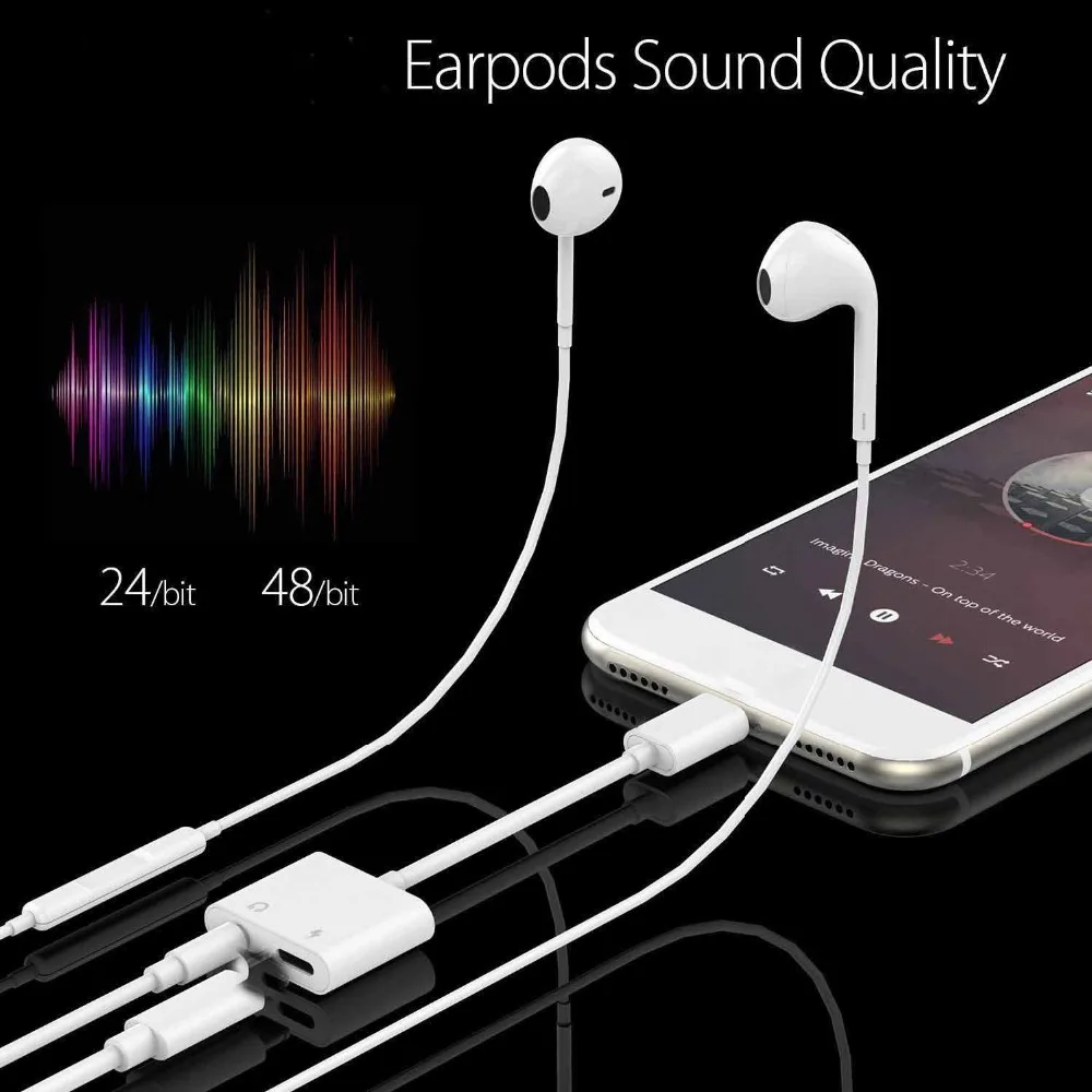2 in 1 for iPhone X 8 Audio Adapter Charger Cable Dual Headphone Adapter For iPhone Converter Charging Splitter