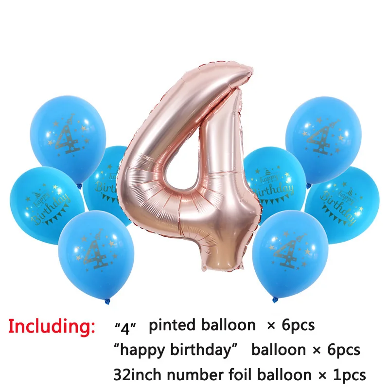 1, 2, 3, 4, 5, 6, 7, 8, 9 лет С Днем Рождения шар Дети 1-й воздушный шар на день рождения номер Фольга шар розовый девочка синий мальчик вечерние globos - Цвет: 4st blue
