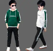 New outono menino camisola de manga comprida + calças de duas peças 6 3-14 ano antiga escola primária sportswear sportswear meninos roupas conjunto 2