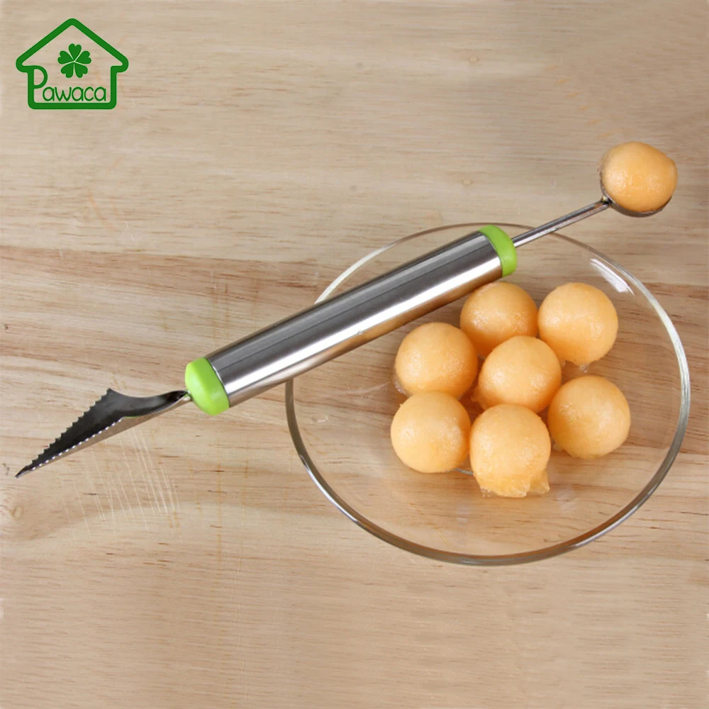 Stainless Steel Double End Melon Baller Carving Knife Fruit Spoon