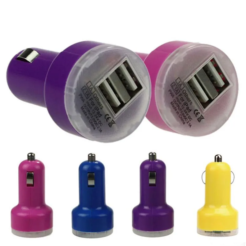 Reliable 1 PC New Bullet Adaptor Dual USB 2 Port Car Charger For Phone Pod Touchin Car Chargers