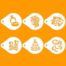 6 шт./компл. креативный свадебный торт спрей трафарет набор пластиковый свадебный Торт помадка формы инструменты для украшения торта