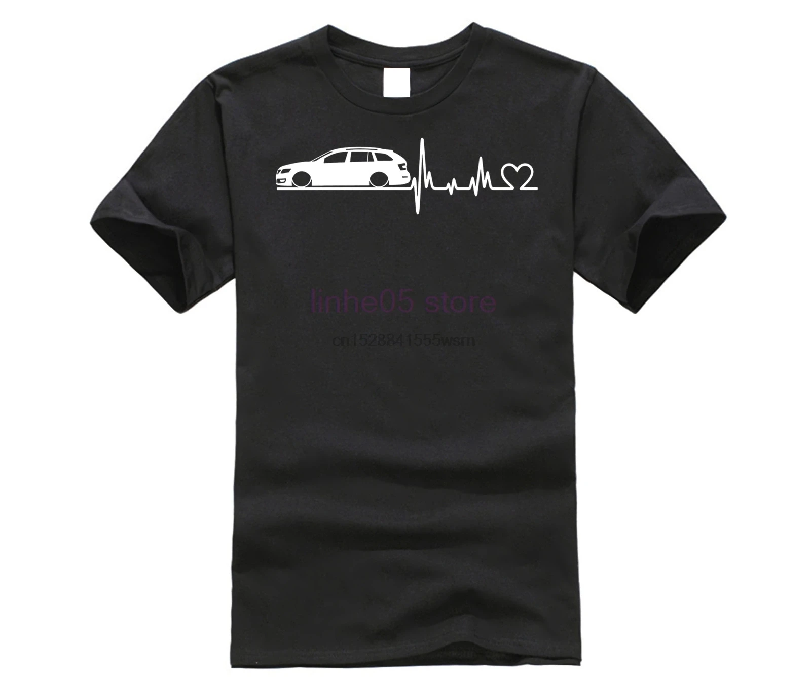

2019 Summer Style Fashion (T46S) Fun T-Shirt Motiv Herzschlag Skoda Octavia 5E Kombi Tee shirt