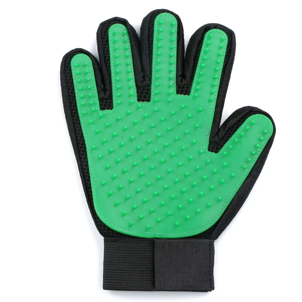 Перчатки для шерсти домашних животных, перчатки для ухода за домашними животными, перчатки для удаления волос для собак, кошек, силиконовая щетка, гуманный дизайн, влево/вправо - Цвет: Green Right Hand