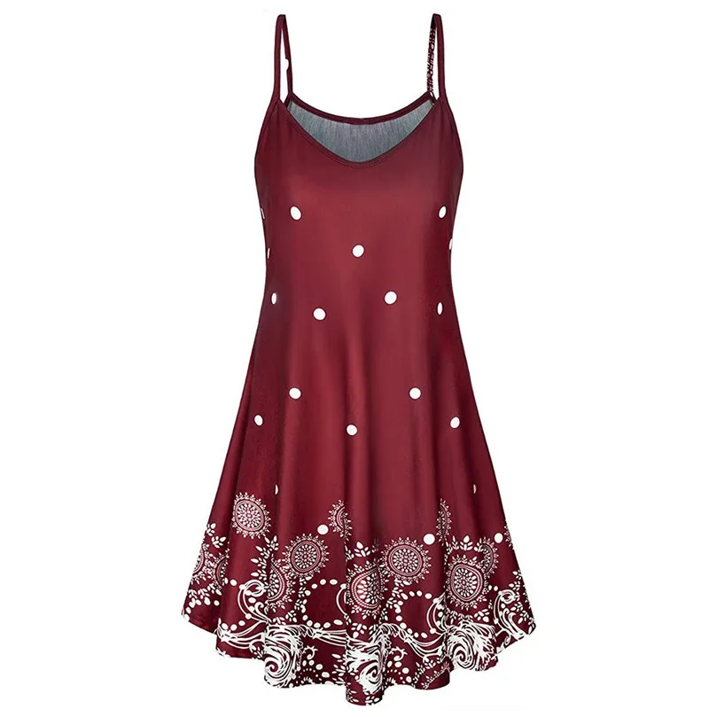 

Zomerjurk Dames 2019 Women's Sleeveless Adjustable Strappy Summer Floral Flared Swing Dress vestido casual beach 4yl