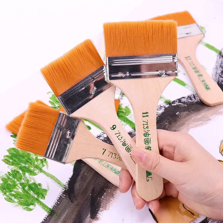 

6 Styles Oil Watercolor Painting Brushes Nylon Hair Painting Art Brush Easy To Clean Wooden Cleaning Brush Art Supplies