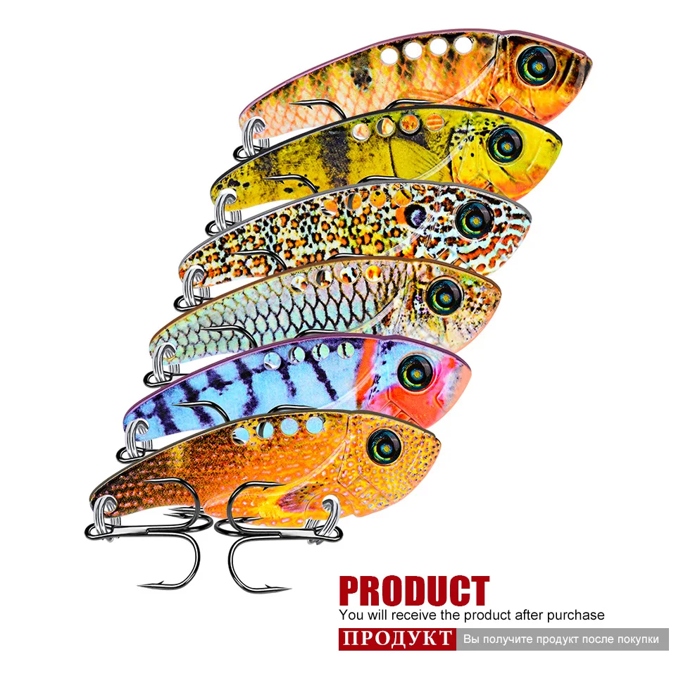 Metal Spoon Wobbler Fishing Lure 54mm 11g Bass Treble bionic VIB Lead Fish Artificial bait Fishing Crank Bait sink lifelike lure