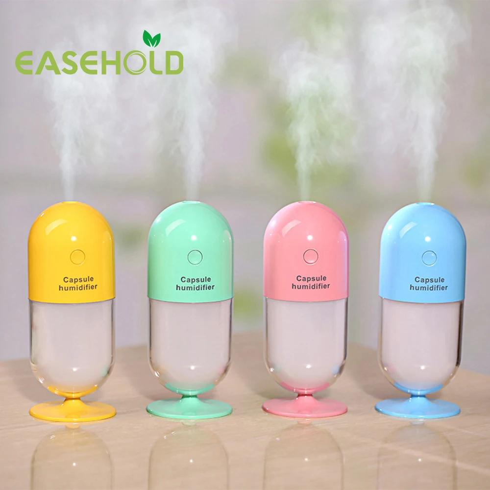 

EASEHOLD 120ML Creative Capsule Shape Mini USB Humidifier Air Purifier with Colorful LED Lights Ultrasonic Aroma Humidifier