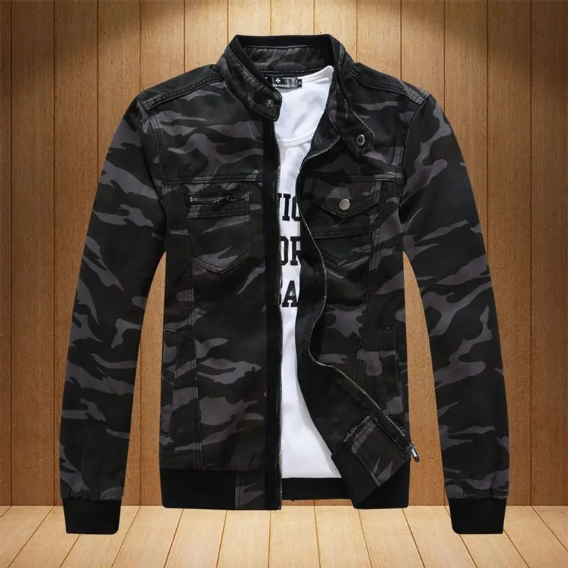 Winter Men camouflage denim jacket Military Tactical Slim windbreaker ...