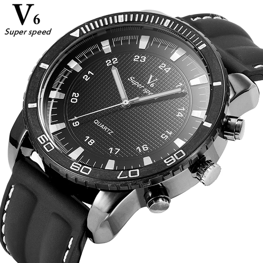 

reloj de pulsera V6 Super Speed Brand Men Watch Big Dial Sport Watches Fashion 24-hour Clock Double Ring Scale Male Wristwatch