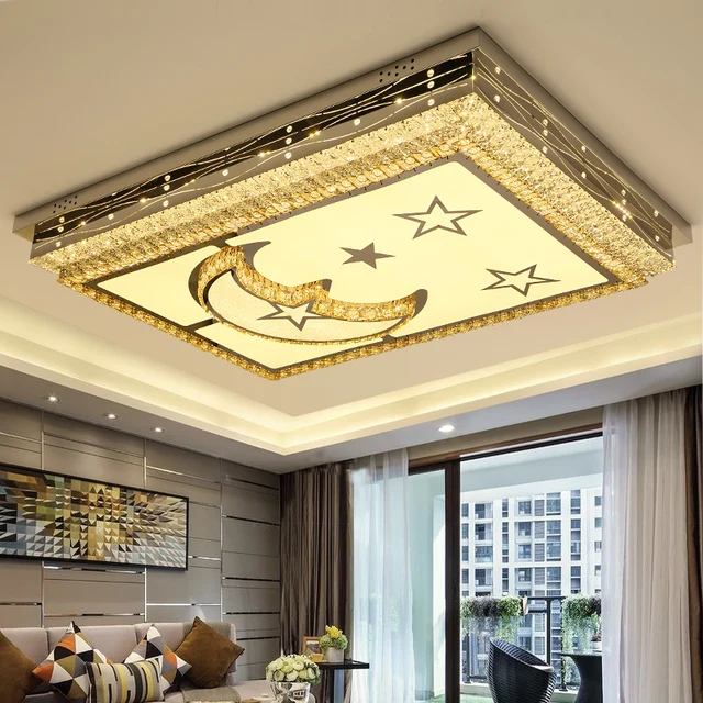 Cut Rate Living room lights warm romantic bedroom lights rectangular modern simple atmosphere hall lighting led crystal ceiling lamp led Cut Rate Living room lights warm romantic bedroom lights rectangular modern simple atmosphere hall lighting led crystal ceiling lamp led