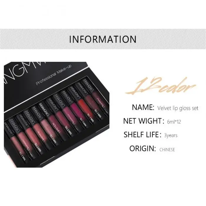 Matte Batom Caneta Líquido Veludo Esmalte Lábio Cosméticos Kg66 Kit 12 Pcs 28 Cheap Batom