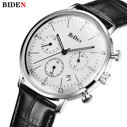 Ен Брендовые мужские часы стильный дизайн кварцевые часы хронограф Спорт пояса из натуральной кожи группа часы