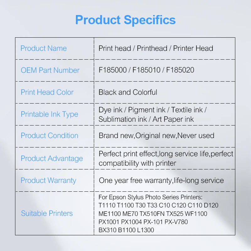 F185000 F185010 печатающая головка Печатающая головка для Epson Stylus Photo T1110 T1100 T30 T33 L1300 B1100 C10 C120 ME1100 ME70 TX525 WF1100