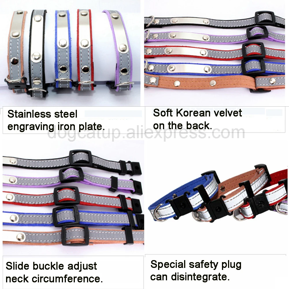Personalized Cat Lettering Collar Reflective Pet Collars With Engraved Name Phone Number ID Tag For Small Dogs Kitty Neckband 3